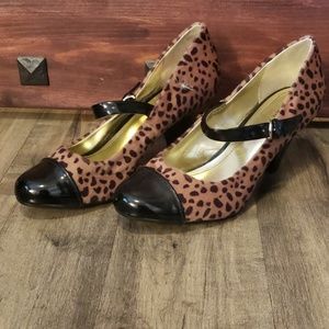 Cute Black and Leopard Mary Janes
